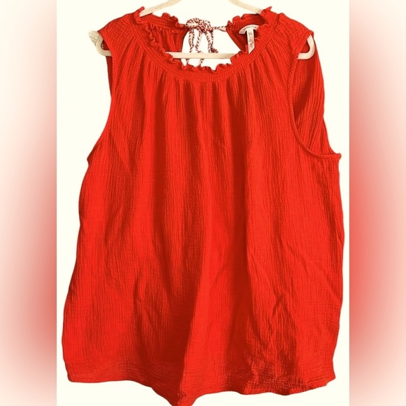 MATILDA JANE Enchanted Garden Solid Red/Orange Maui Tank Top, Size XXL, GUC. - Picture 1 of 12